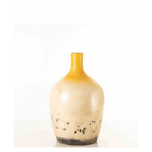 <b>Ceramic</b> <b>Vase</b> Round Shape Matte Finish With Black Speckles Yellow Neck Decorative Home Accent 1 Piece - Product Image 2