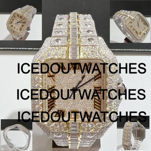 Reloj de Diamantes Moissanite de Primera Calidad para Hombre y Mujer, Esfera de Acero Inoxidable, Estilo Hip Hop - Product Image 1