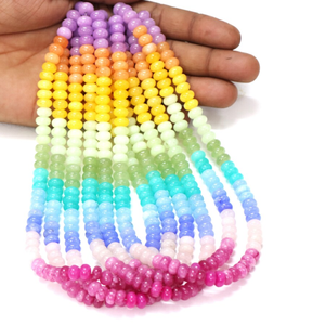 Hermosas Cuentas de Cuarzo Multicolor en Forma de Rueda Lisa de 7-9 mm, Cuentas de Piedras Preciosas de Colores Variados, RADHIKA GEMS 'N' BEADS - Product Image 6