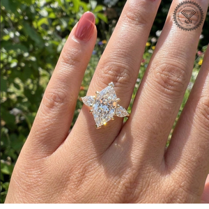 Bagues en diamant Marquise néerlandaise, diamants de laboratoire, clarté VVS, bagues en diamant de forme fantaisie, bagues de fiançailles et de mariage Marquise néerlandaise 14K - Product Image 2