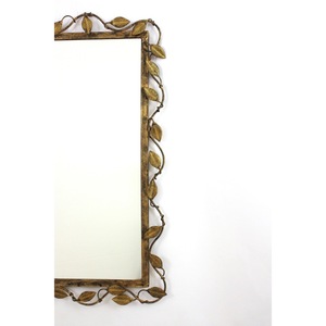 Wholesale Customizable Framed Brass <b>Wall</b> Mirror with <b>Leaf</b> Pattern Modern <b>Decorative</b> Metal Frame Portable Eco-Friendly - Product Image 2
