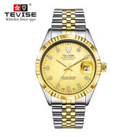 Montre mécanique automatique pour homme TEVISE 629, cadran squelette, bracelet en acier inoxydable, lumineuse, étanche, montre-bracelet pour affaires, vente en gros