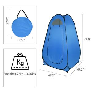 Blue 1-2 Person Portable Pop-Up Toilet Shower Tent Convenient <b>Camping</b> Shelter with Changing Room and Dressing Area - Product Image 6