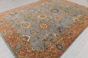 Tapis tissé à la main turc, motif floral, en laine/soie, éco-responsable, adapté aux animaux domestiques, antidérapant, résistant à la saleté, à poils plats - Product Image 6