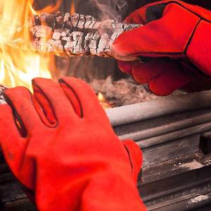 Guantes de Seguridad de Cuero Rojo, Largos hasta la Muñeca, Térmicos, Sin Forro, Lisos, para Uso en Exteriores en Invierno - Product Image 5