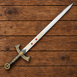 Handgefertigtes Schwert der Tempelritter aus Edelstahl mit Lederscheide, Mittelalter-Schwert, Sammlerstück, Schwert für Ihn, Wanddekoration - Product Image 4