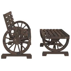 Ensemble de salon de jardin en bois de sapin massif en deux pièces, finition bois brûlé pour un confort extérieur - Product Image 4