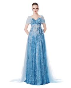 Vestido AZURE ETHEREAL _ vestido de noche de lujo de alta costura de la marca local vietnamita - Product Image 1