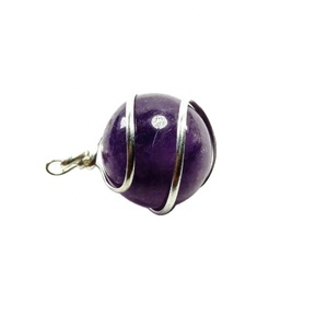 Pierre pendentif sphère améthyste cristal pierre pendentif sphère pierre de guérison naturelle wrap fil sphère boule pierre précieuse agate grossiste - Product Image 1