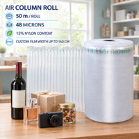 Rouleau de colonne d'air de protection en PE/PA, structure gonflable transparente de 48 µm, emballage amortissant durable avec valve d'air