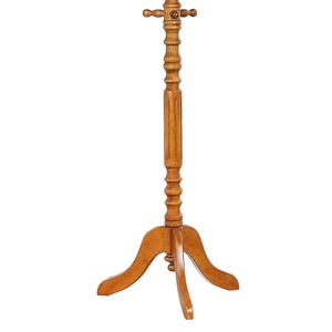 Porte-manteau sur pied minimaliste avec structure en métal blanc et crochets en bois pour rangement d'entrée, design moderne, un seul niveau - Product Image 6