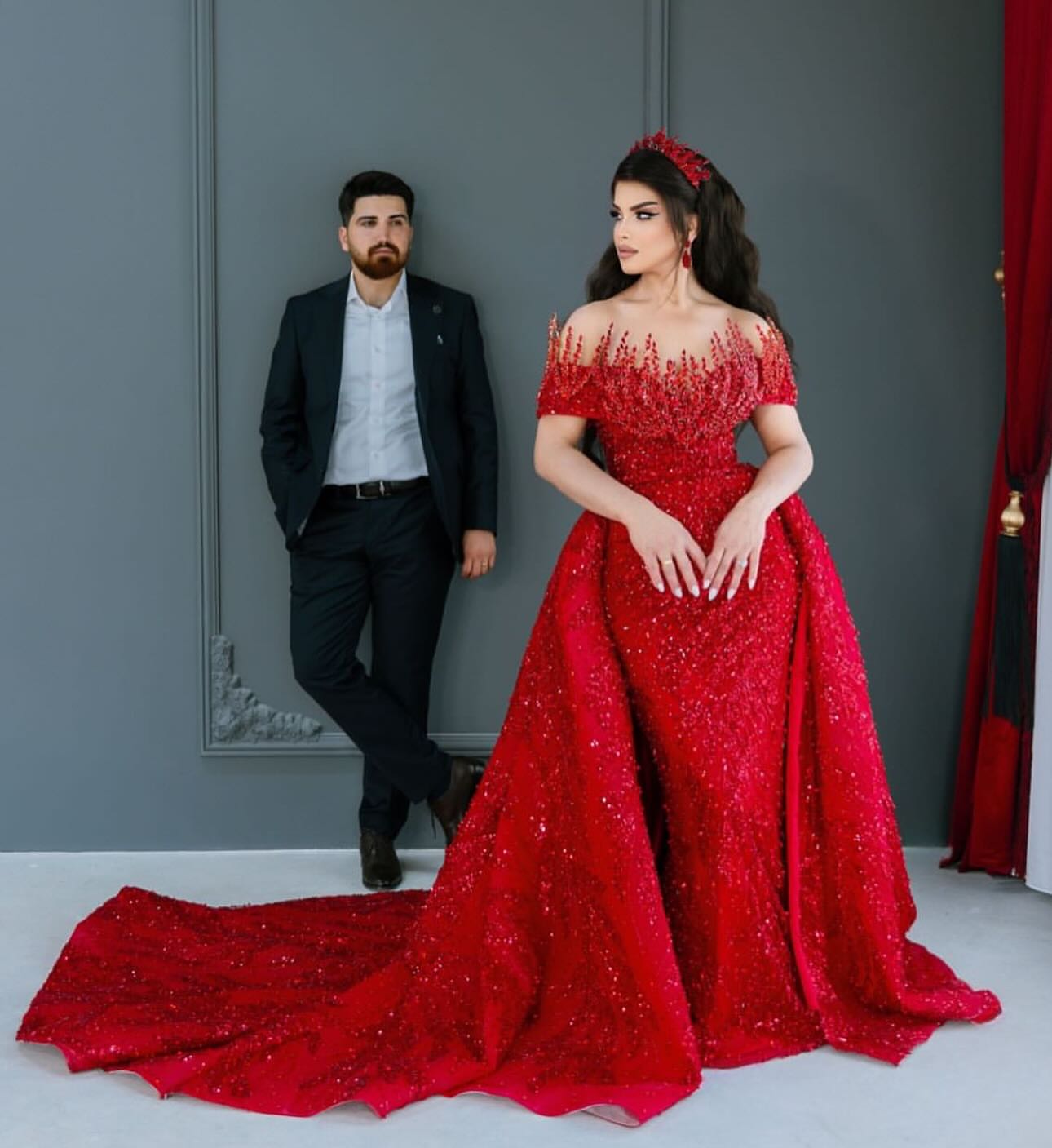 red glitter cocktail dress