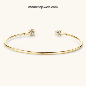 925 Sterling <b>Silver</b> Moissanite Classic Cuff <b>Bangle</b> Round Brilliant Cut Open <b>Bracelet</b> for Women Gift Wedding Party - Product Image 1