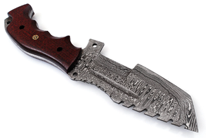 Cuchillo de acero de Damasco hecho a mano con hoja dentada y mango de micarta, cuchillo EDC para exteriores. - Product Image 3