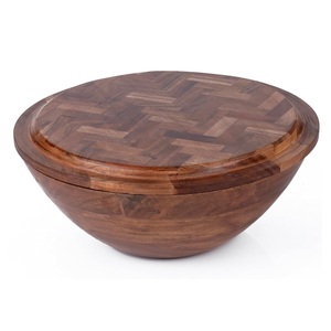 ชุดชามสลัดไม้แบบสมาร์ท พร้อมฝาไม้แบบมีช่องสำหรับใส่ช้อนส้อมเคลือบ - Product Image 3