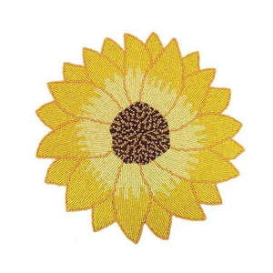 Classic Tri-Color Glass <b>Beads</b> & Fabric Round Hand Embroidered Eco-Friendly FLORAL DESIGN Premium Quality <b>Coaster</b> Set - Product Image 4