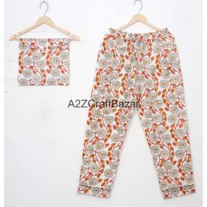 ชุดนอนผ้าฝ้าย 100% สำหรับผู้หญิง คอวี แขนยาว ลายดอกไม้ ชุดนอนใส่สบายทุกฤดู เหมาะสำหรับงานปาร์ตี้ - Product Image 3