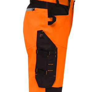 Men's Orange Workwear Pants High Waist Reflective Stripes Multiple Pockets Straight Fit Midweight Polyester Canvas - Product Image 6
