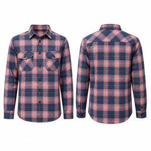 100% Cotton Custom Logo Anti-Wrinkle Heavy Print Long Sleeve Flannel Plaid Men's <b>Shirts</b> Casual Work Winter - Product Image 1