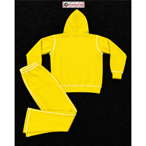 ชุดวอร์มสีเหลืองแบบกำหนดเองสำหรับผู้ชาย เสื้อฮู้ดมีซิปพิมพ์ลาย กางเกงจ็อกเกอร์ ชุดลำลองแนวสตรีทแวร์ ชุดกีฬาสองชิ้น แฟชั่นชุดสเวตสูท - Product Image 6