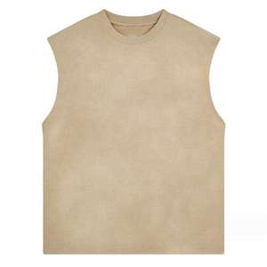 เสื้อกล้ามคอกลมสีเทาสำหรับผู้ชาย แบบลำลอง ถักทอ สีพื้น ย้อมสีเรียบ - Product Image 3