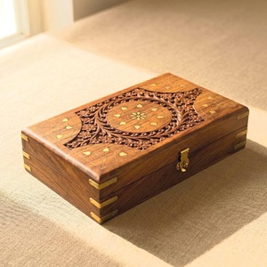 Eco-Friendly Rectangle <b>Wooden</b> <b>Box</b> for Jewelry Gift Storage-Soft Interior for Delicate Items Christmas Chinese New Year Tabletop - Product Image 1