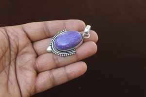 Colgante de Charoita en Plata de Ley 925, Collar de Piedras Preciosas Hecho a Mano, Joyería, Regalo de Cumpleaños para Mujer - Product Image 4