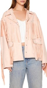 Premium Pink Women Fringe Lambskin Leather Jacket Fashion Genuine Leather Western Jacket Sample And Customization Available - Product Image 4