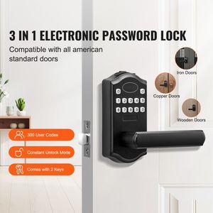Serrure de porte électronique sans clé connectée au réseau Wi-Fi avec clavier à verrouillage automatique, levier, mot de passe, clé et fonctions de déverrouillage par combinaison - Product Image 2