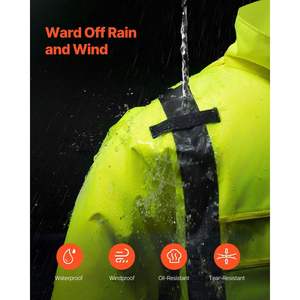 Class 3 Safety <b>Jacket</b> Canvas Front Fluorescent Reflective Tape Quilted <b>Jacket</b> for Roadside <b>Workers</b> - Product Image 6