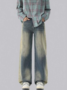 Jean décontracté ample à jambe large pour homme, taille mi-haute, en denim de coton déchiré, écologique, lavable, résistant à la décoloration, multi-saisons, en stock - Product Image 4