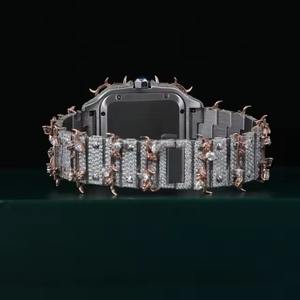 นาฬิกาเพชร VVS มอยส์ซาไนต์ ระบบอัตโนมัติเต็มรูปแบบ ขนาด 41 มม. ตัวเรือนสีโรสโกลด์และไวท์โทน ประดับเพชรทรงหนาม - Product Image 5