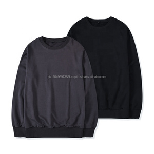 Jersey de cuello redondo de lana de algodón de peso pesado para hombres de talla grande sudadera en blanco con capucha Sudadera interior - Product Image 1