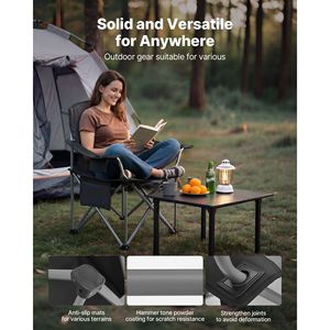 Sedie da Campeggio Pieghevoli Portatili Oversize, Capacità 450 Libbre, Schienale Imbottito Resistente con Braccioli e Portabicchieri per Campeggio - Product Image 4