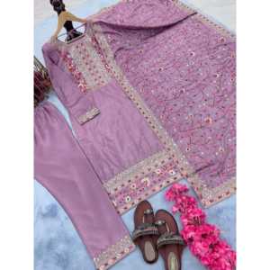 Ensemble de vêtements de fête pour femmes de créateur haut bas Dupatta pour un look élégant - Product Image 5