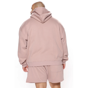 ชุดเซ็ตเสื้อฮู้ดดี้และกางเกงขาสั้นไซส์ใหญ่สำหรับผู้ชายรุ่นใหม่ล่าสุด  รับผลิตตามสั่ง ชุดเซ็ตกางเกงขาสั้นไซส์ใหญ่  บริการ OEM แบบกำหนดเองได้ - Product Image 4