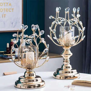 Candelabro de Hierro Forjado Hecho a Mano, Estilo Europeo Americano, de Lujo Ligero, Ecológico, con Diseño de Cristal para Cenas Navideñas - Product Image 4