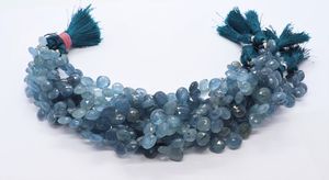 AAA Moss Aquamarine Faceted Heart Shape <b>Beads</b> Moss Aquamarine Side Cut Heart Briolette 8 Inch Aquamarine Gemstone <b>Beads</b> Jewelry - Product Image 6