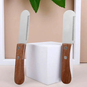 Cuchillo deslanador de acero inoxidable con mango de madera para mascotas, peine profesional para afeitar y desplumar pelo de gatos y perros, herramientas de aseo para mascotas - Product Image 4