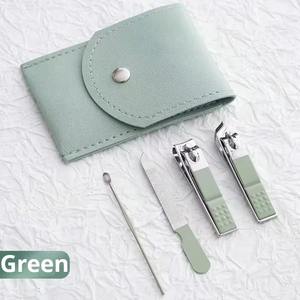 Juego de 4 cortaúñas, cortaúñas para los pies, kit de cortaúñas de acero inoxidable y bolsa de transporte de cuero PU, juego de manicura - Product Image 5