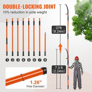 Manual Pole Saw 7.3-27 ft Extendable Tree <b>Pruner</b> with Sharp Steel Blade High Branches Trimming Lightwe Manual Branch Trimmer - Product Image 6