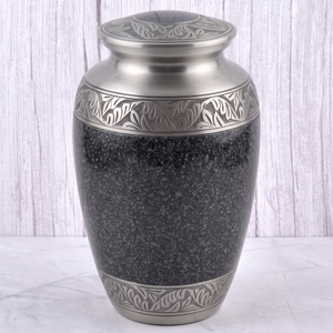 Urna Funeraria de Latón con Patrón de Hojas Azules y Plateadas, Acabado Brillante, para Cenizas Humanas, Urna Conmemorativa - Product Image 4