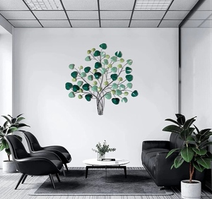 Modern Metal <b>Leaf</b> Wall Art Decor Green Tree Design for Living Room Indoor Wall Hanging - Product Image 5
