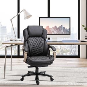 Sedia da Ufficio Direzionale Boss con Schienale Alto in Pelle PU Marrone, Angolo di Inclinazione Regolabile, Imbottitura Spessa - Product Image 2