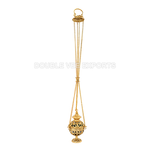 Incensario de latón colgante para iglesia con cadenas |   Quemador de Incienso Tradicional – DOUBLE VEE EXPORTS - Product Image 2
