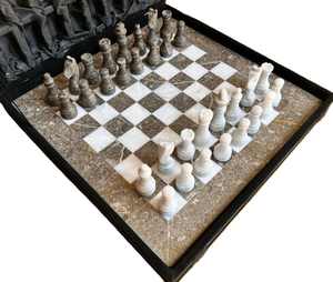 <b>Marble</b> Chess Board Set Handmade Stone Traditional Design Tabletop <b>Game</b> Decor for Living Room Indoor Use Durable - Product Image 3