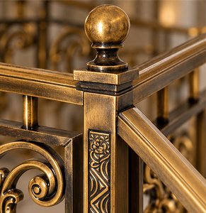 Classic Bronze <b>Railing</b> Handrail Balustrade with Scrollwork Panels and Decorative Newel Posts for Luxury Hotels Villas - Product Image 4