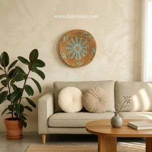 Décoration murale tissée suspendue, assiette décorative naturelle tissée à la main pour la maison, le café ou le centre de villégiature - Product Image 5