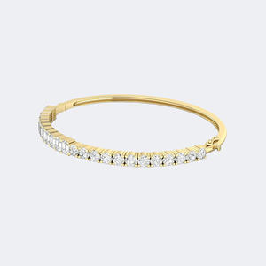 Bracelet jonc en or massif serti de diamants ronds et émeraudes de 4,00 carats, bijou de déclaration avec pierres de formes variées, cadeau pour femme - Product Image 2