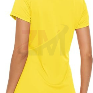 Camiseta informal sencilla para mujer con cuello redondo, transpirable, de punto, 100% poliéster con impresión por sublimación OEM - Product Image 4